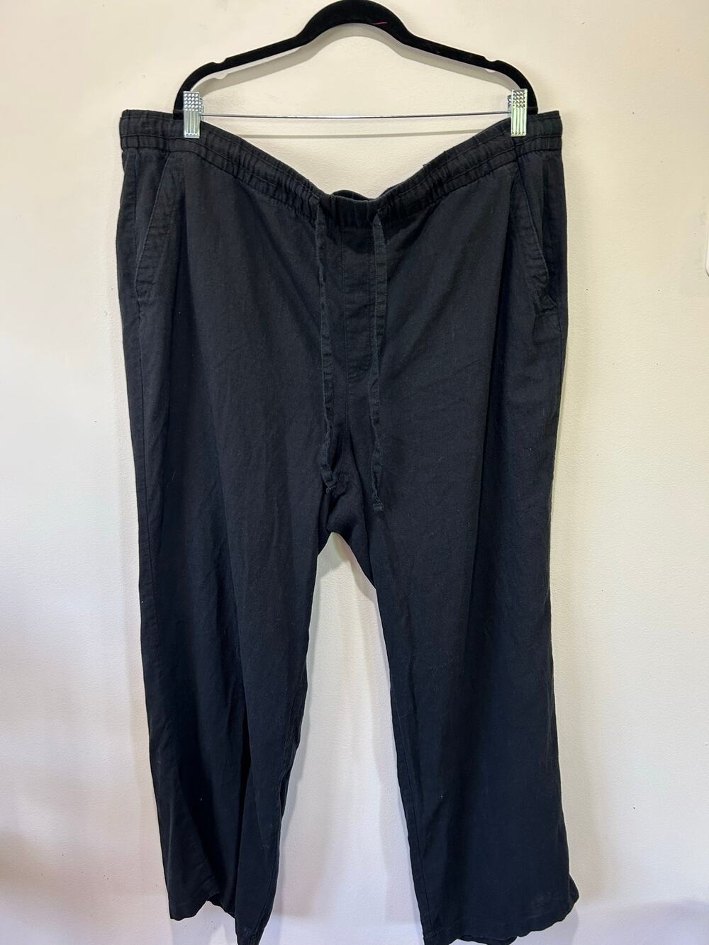 Old Navy linen blend black pants womens XXL wide leg pull on classic neutral